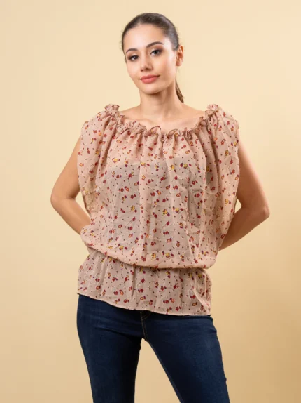 Neck Frill Detail Poly Top