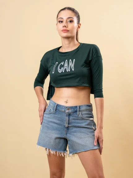 Ladies Printed Crop Tee