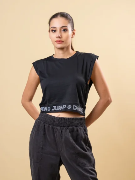 Ladies Short Sleeve Printed Crop Tee