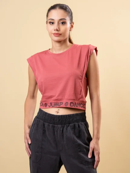 Ladies  Short Sleeve Printed Crop Tee   