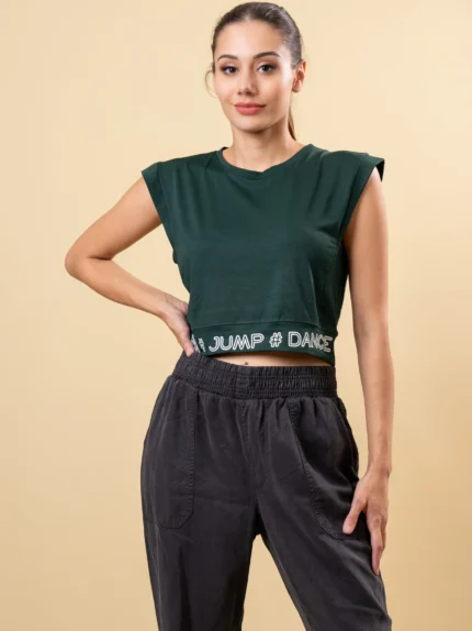 Ladies  Short Sleeve Printed Crop Tee 