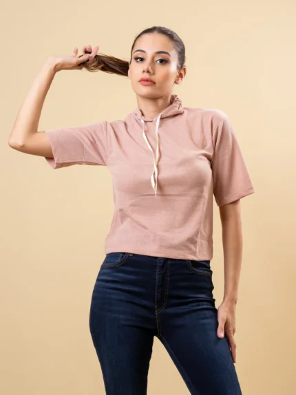 Ladies  Printed Tee with Hoodie