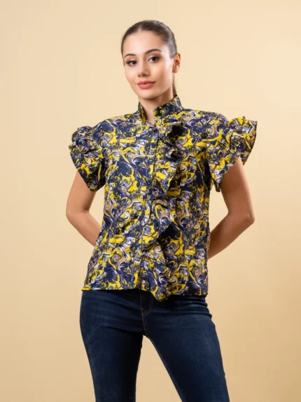  Ladies Sleeve Gathered Top